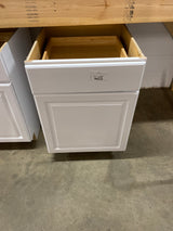 Hampton 24 in. W x 24 in. D x 34.5 in. H Assembled Base Kitchen Cabinet in Satin White with Drawer Glides