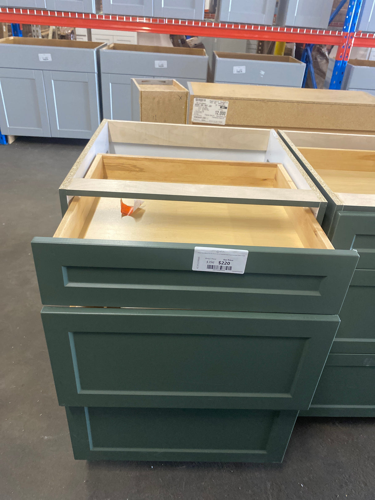 Designer Series Melvern 24 in. W x 24 in. D x 34.5 in. H Assembled Shaker Drawer Base Kitchen Cabinet in Forest