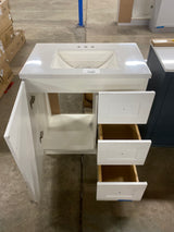 Bannister 31 in. W x 19 in. D x 35 in. H Single Sink Freestanding Bath Vanity in White with White Cultured Marble Top