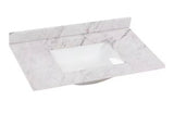 37 in. W x 22 in. D Engineered Stone Composite White Rectangular Single Sink Vanity Top in Lunar