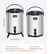 3.2 Gal. Stainless Steel Insulated Beverage Dispenser 2 Pack with Spigot and Temp Display for Hot & Cold Drinks in Cafes
