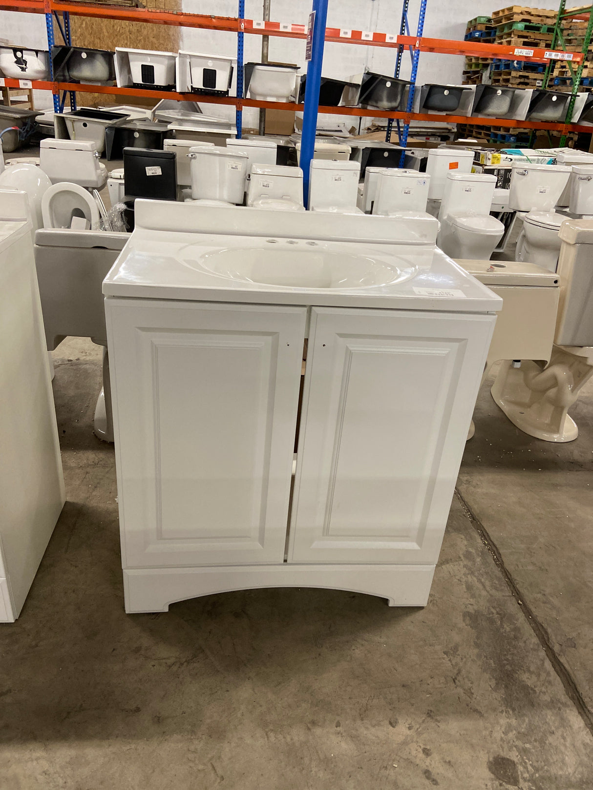 31 in. W x 19 in. D x 35 in. H Single Sink Freestanding Bath Vanity in White with White Cultured Marble Top