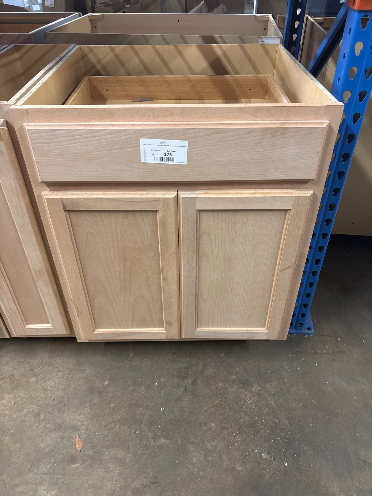 27 in. W x 24 in. D x 34.5 in. H Assembled Base Kitchen Cabinet in Unfinished with Recessed Panel