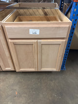 27 in. W x 24 in. D x 34.5 in. H Assembled Base Kitchen Cabinet in Unfinished with Recessed Panel