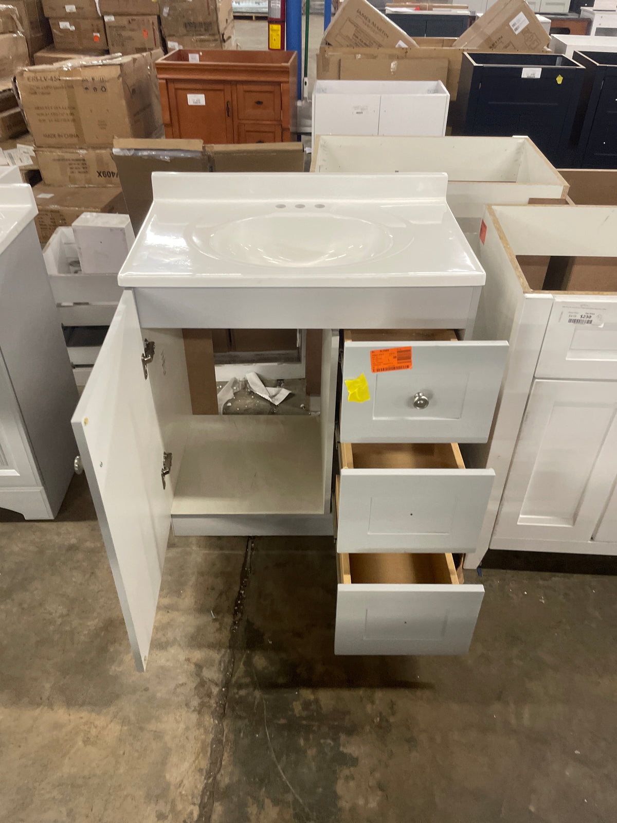 Bannister 31 in. W x 19 in. D x 35 in. H Single Sink Bath Vanity in Pearl Gray with White Cultured Marble Top