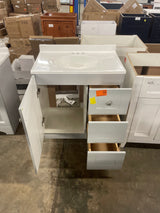 Bannister 31 in. W x 19 in. D x 35 in. H Single Sink Bath Vanity in Pearl Gray with White Cultured Marble Top