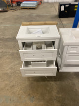 Autumn 24 in. W x 19 in. D x 34 in. H Single Sink Bath Vanity in White with White Engineered Stone Top