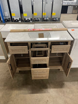 Doveton 48 in. W x 19 in. D x 34.50 in. H Freestanding Vanity in Weathered Tan with White Engineered Stone Top