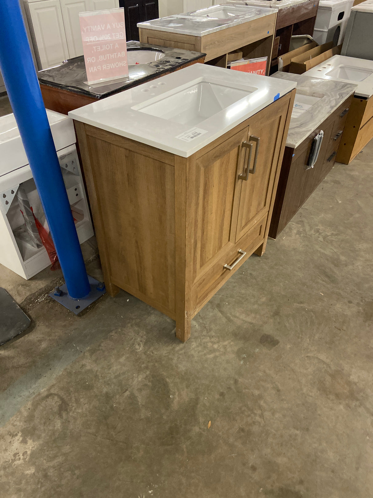 Moorside 30 in. Single Sink Sweet Maple Bath Vanity with White Engineered Stone Top (Assembled)