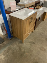 Moorside 30 in. Single Sink Sweet Maple Bath Vanity with White Engineered Stone Top (Assembled)