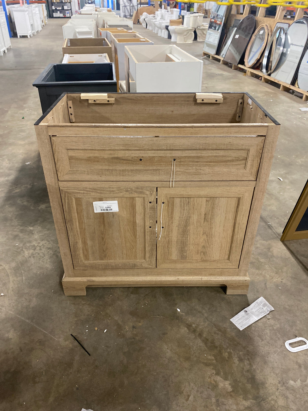 Doveton 36 in. W x 19 in. D x 34.50 in. H Freestanding Vanity in Weathered Tan with White Engineered Stone Top