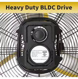 24 in. BLDC Drive Drum Fan in Yellow with Solid Wheels, Tough Handle, Variable Speed Control, Low Noise, UL Listed