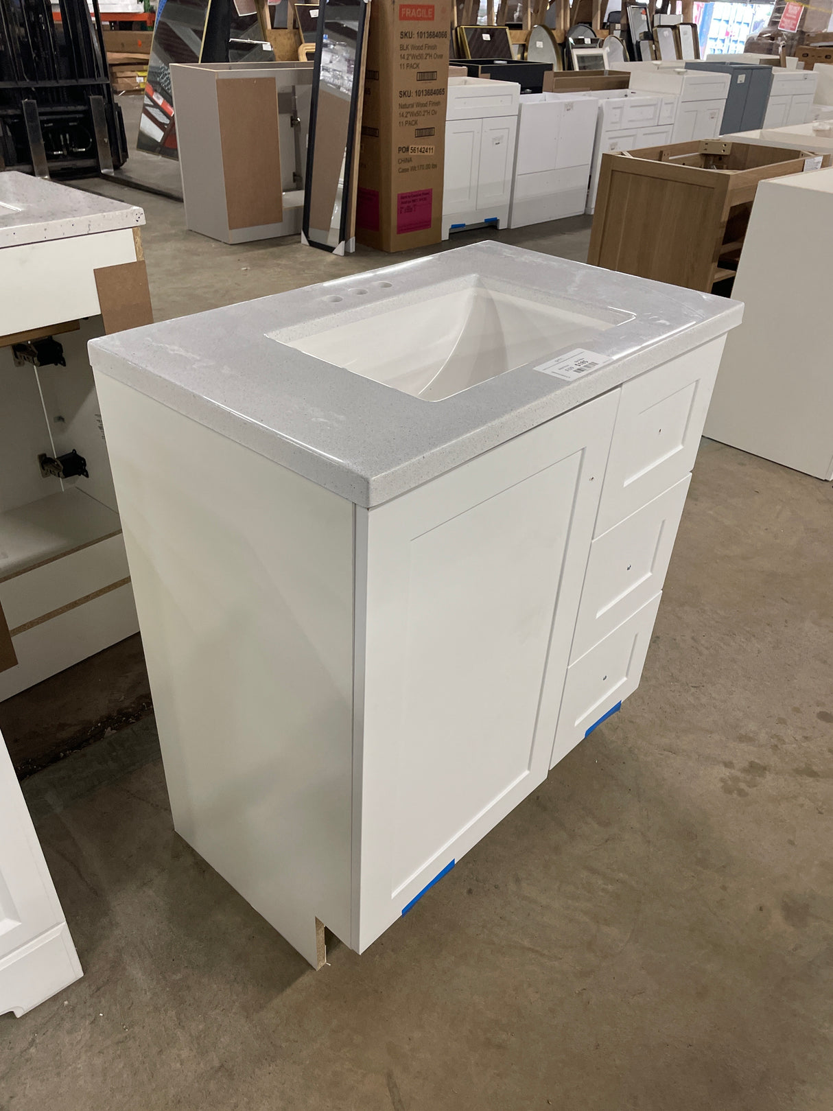 Bannister 31 in. W x 19 in. D x 35 in. H Single Sink Freestanding Bath Vanity in White with White Cultured Marble Top