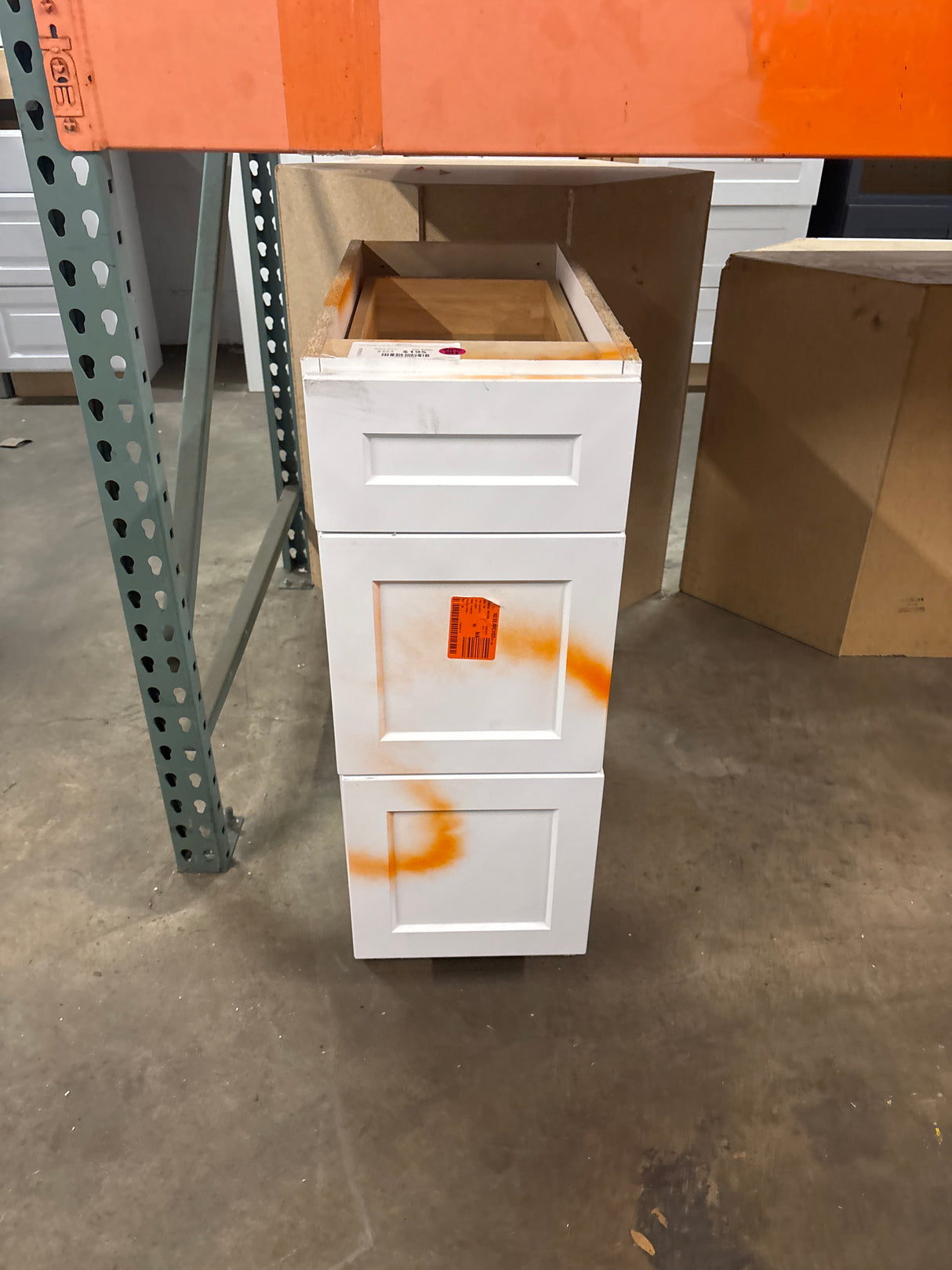 Designer Series Elgin 12 in. W x 24 in. D x 34.5 in. H Assembled Raised Panel 3-Drawer Base Cabinet in White