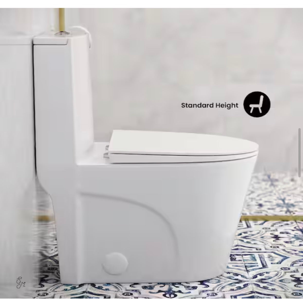 St. Tropez 10 in. 1-piece 1.1/1.6 GPF Dual Flush Elongated Toilet in Glossy White, Seat Included