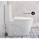 St. Tropez 10 in. 1-piece 1.1/1.6 GPF Dual Flush Elongated Toilet in Glossy White, Seat Included