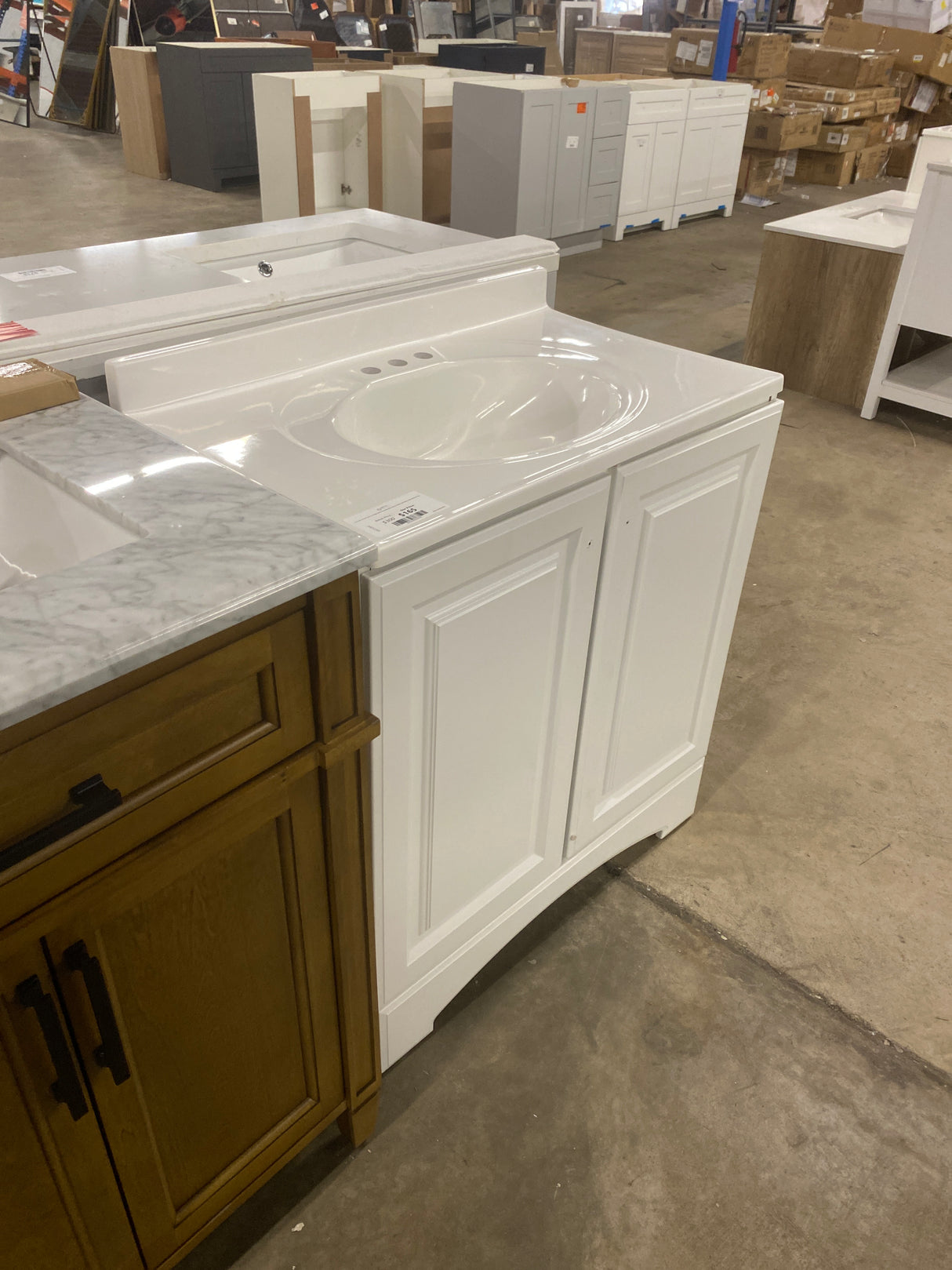 31 in. W x 19 in. D x 35 in. H Single Sink Freestanding Bath Vanity in White with White Cultured Marble Top