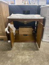Collette 30 in W x 22 in D x 35 in H Single Sink Bath Vanity in Cinnamon Oak With White Carrara Marble Top