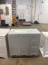 Bannister 37 in. W x 19 in. D x 35 in. H Single Sink Bath Vanity in Pearl Gray with White Cultured Marble Top