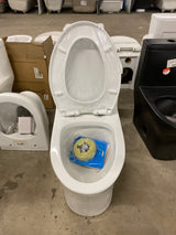 1-piece 0.8/1.28 GPF Dual Flush Elongated Toilet in White Seat Included