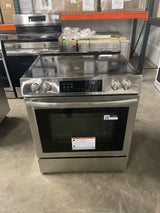 30 in. 5-Burner Element Slide-In Front Control Self-Cleaning Electric Range with Convection in Stainless Steel