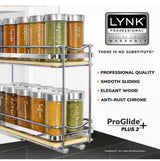 Elite Pull Out Spice Rack Organizer for Cabinet, 4-1/4 in. Wide, Double, Wood-Chrome