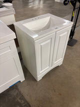Everdean 25 in. W x 19 in. D x 34 in. H Single Sink Freestanding Bath Vanity in White with White Cultured Marble Top