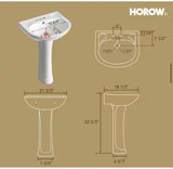 18 in. Round Ceramic Pedestal Combo Bathroom Sink in White with Overflow Drain