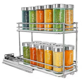 Slide Out Spice Rack Pull Out Cabinet Organizer 4-1/4 in. Wide - Double, Chrome