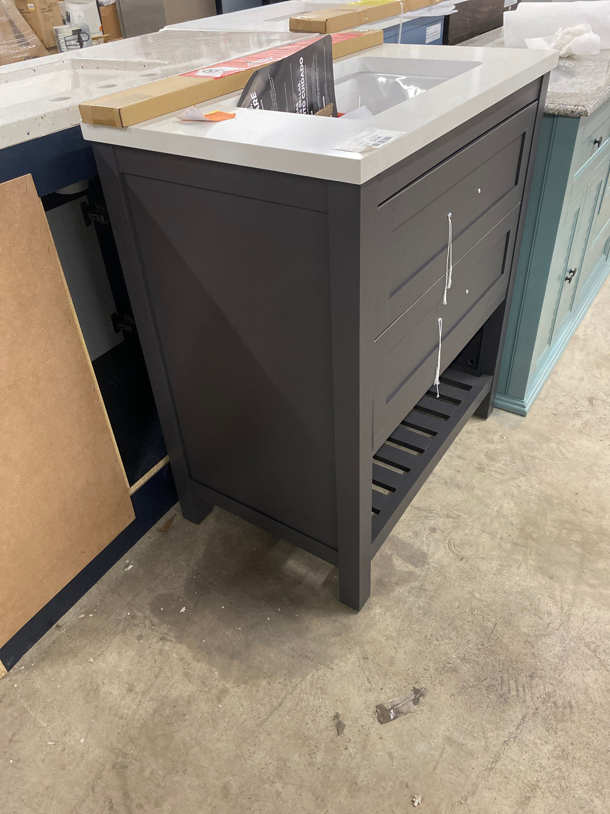 Autumn 30 in. Single Sink Freestanding Gray Bath Vanity with White Engineered Stone Top (Assembled)
