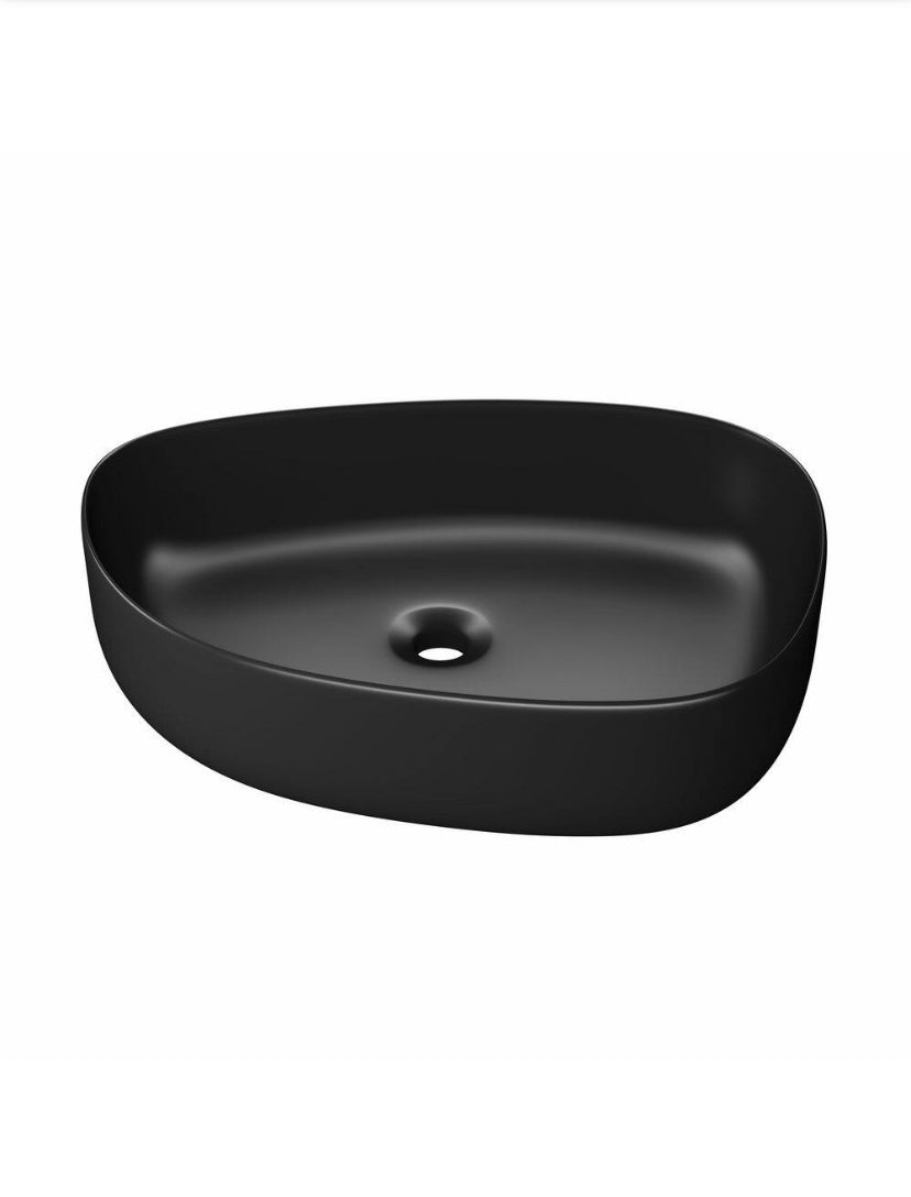 Zermatt 21 in. x 16 in. Vitreous China Irregular Bathroom Vessel Sink in Matte Black
