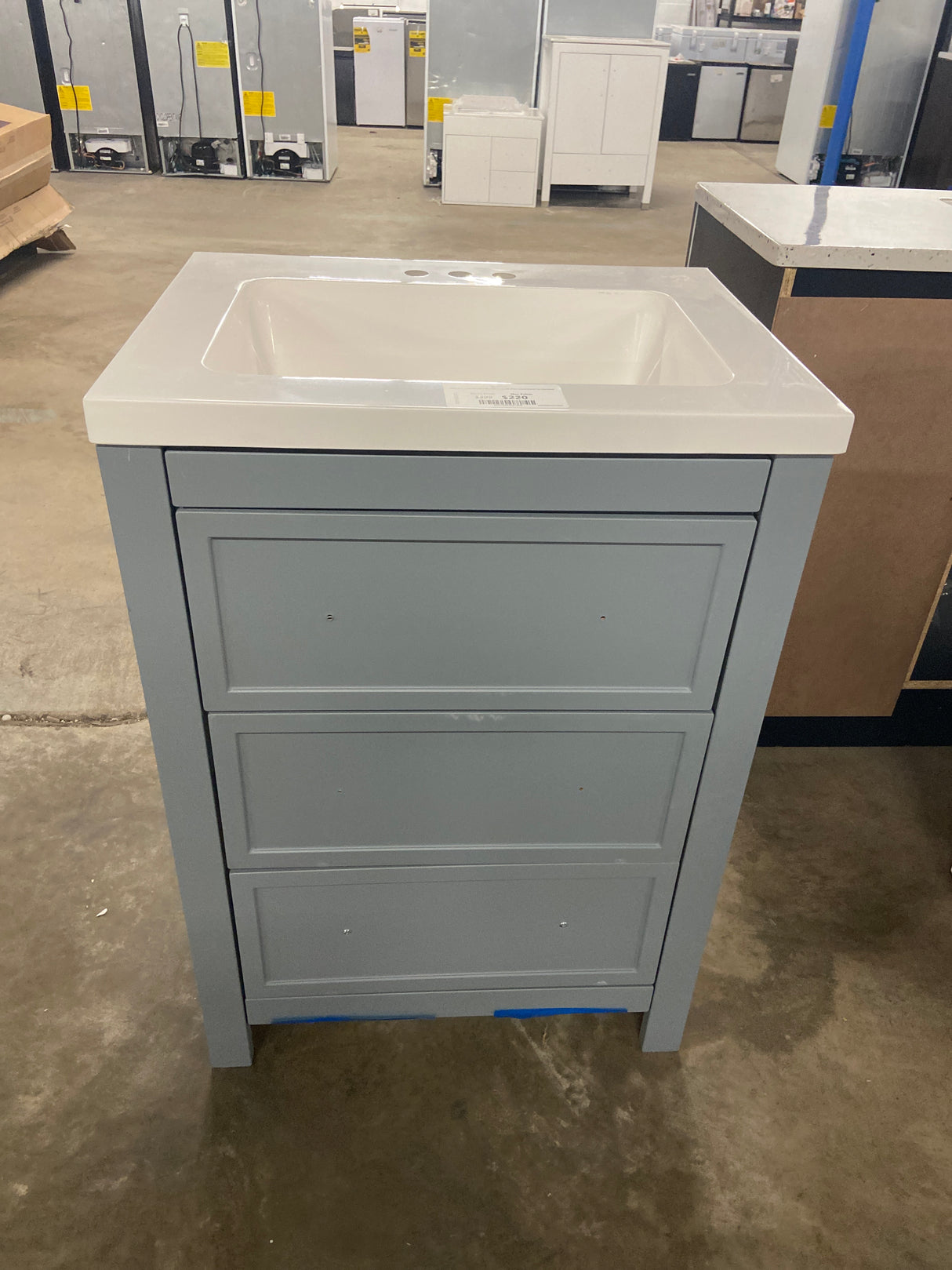 Hailey 25 in. Single Sink Laguna Blue Bath Vanity with White Cultured Marble Top (Assembled)