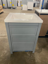 Hailey 25 in. Single Sink Laguna Blue Bath Vanity with White Cultured Marble Top (Assembled)