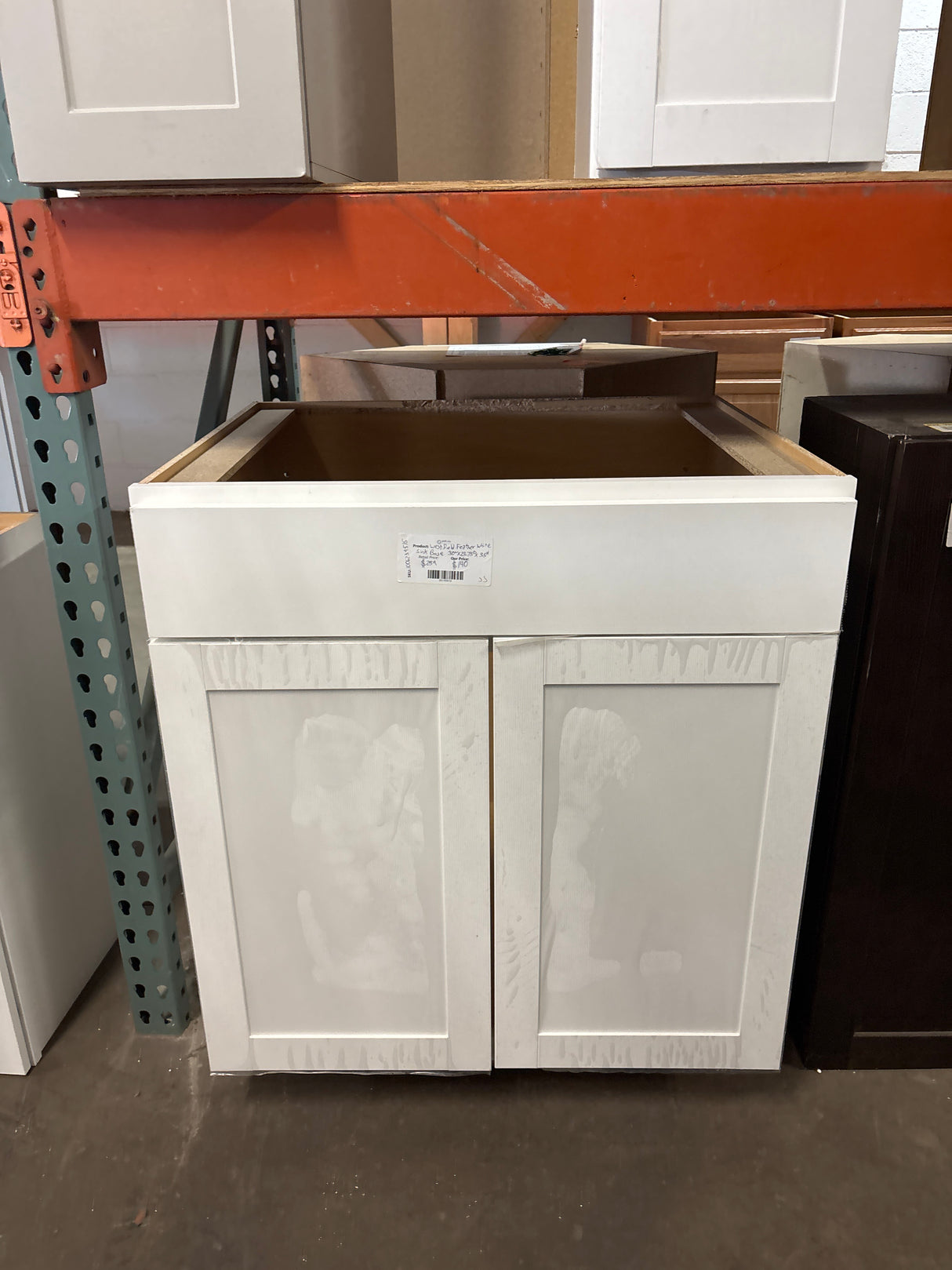 Westfield Feather White Shaker Stock Sink Base Kitchen Cabinet (30 in. W x 23.75 in. D x 35 in. H)