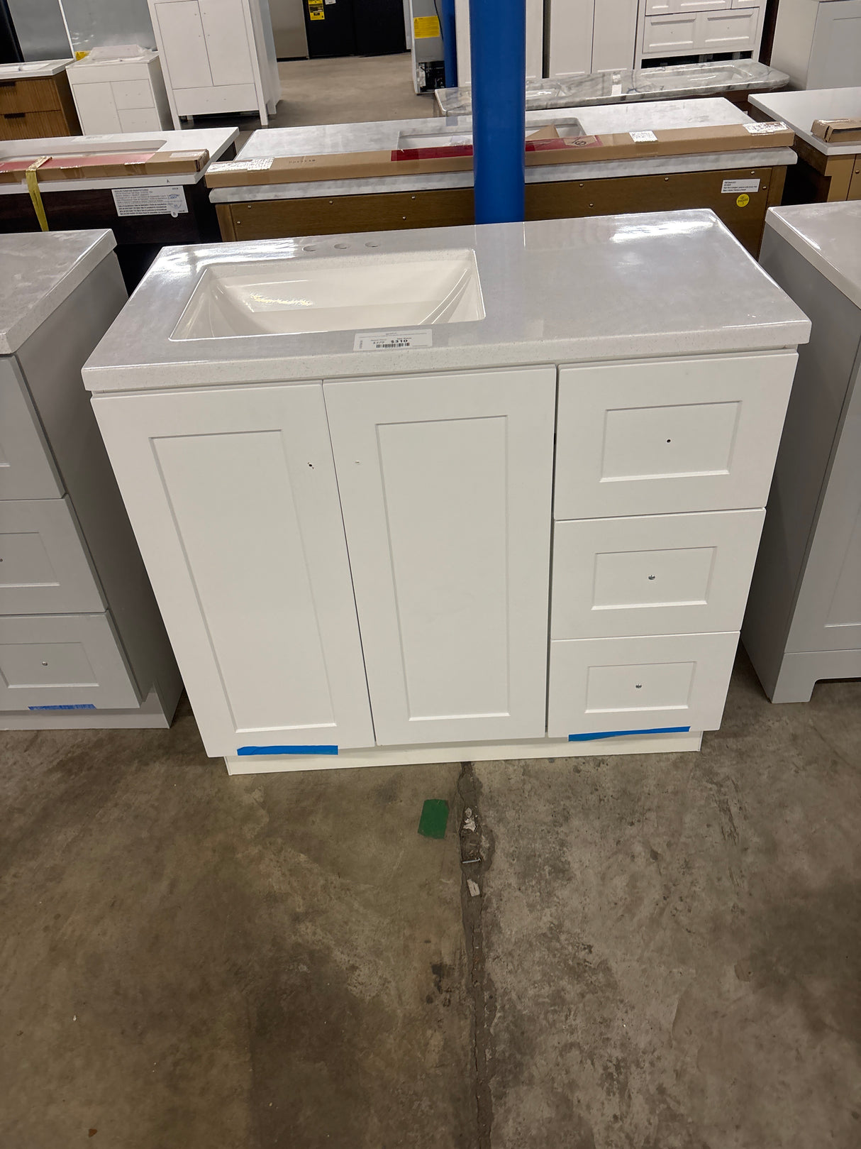 Bannister 37 in. W x 19 in. D x 35 in. H Single Sink Freestanding Bath Vanity in White with White Cultured Marble Top