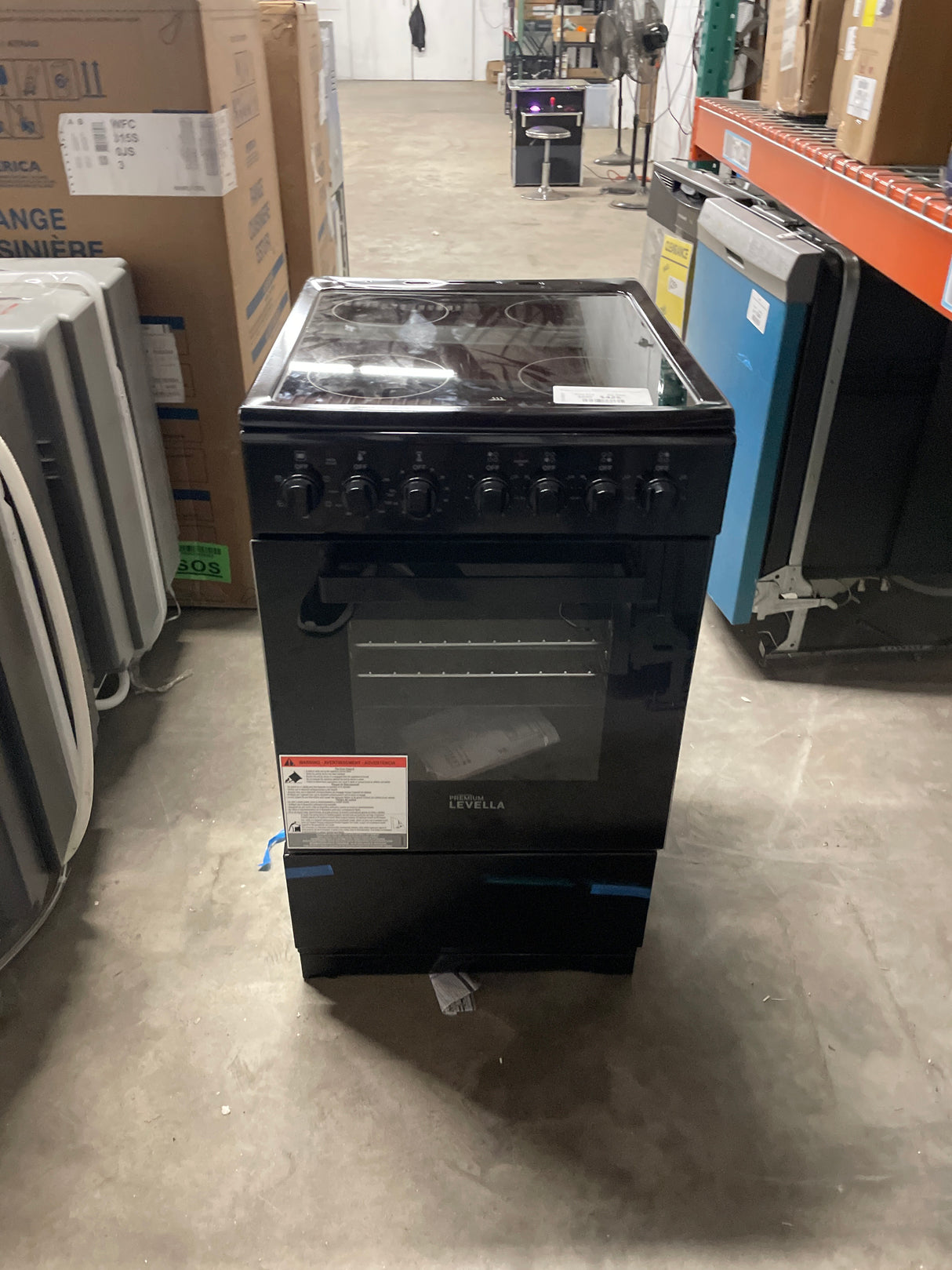 20-in Glass Top 4-Burners 1.87 cu. ft. Convection Oven Freestanding Electric Range (Black)