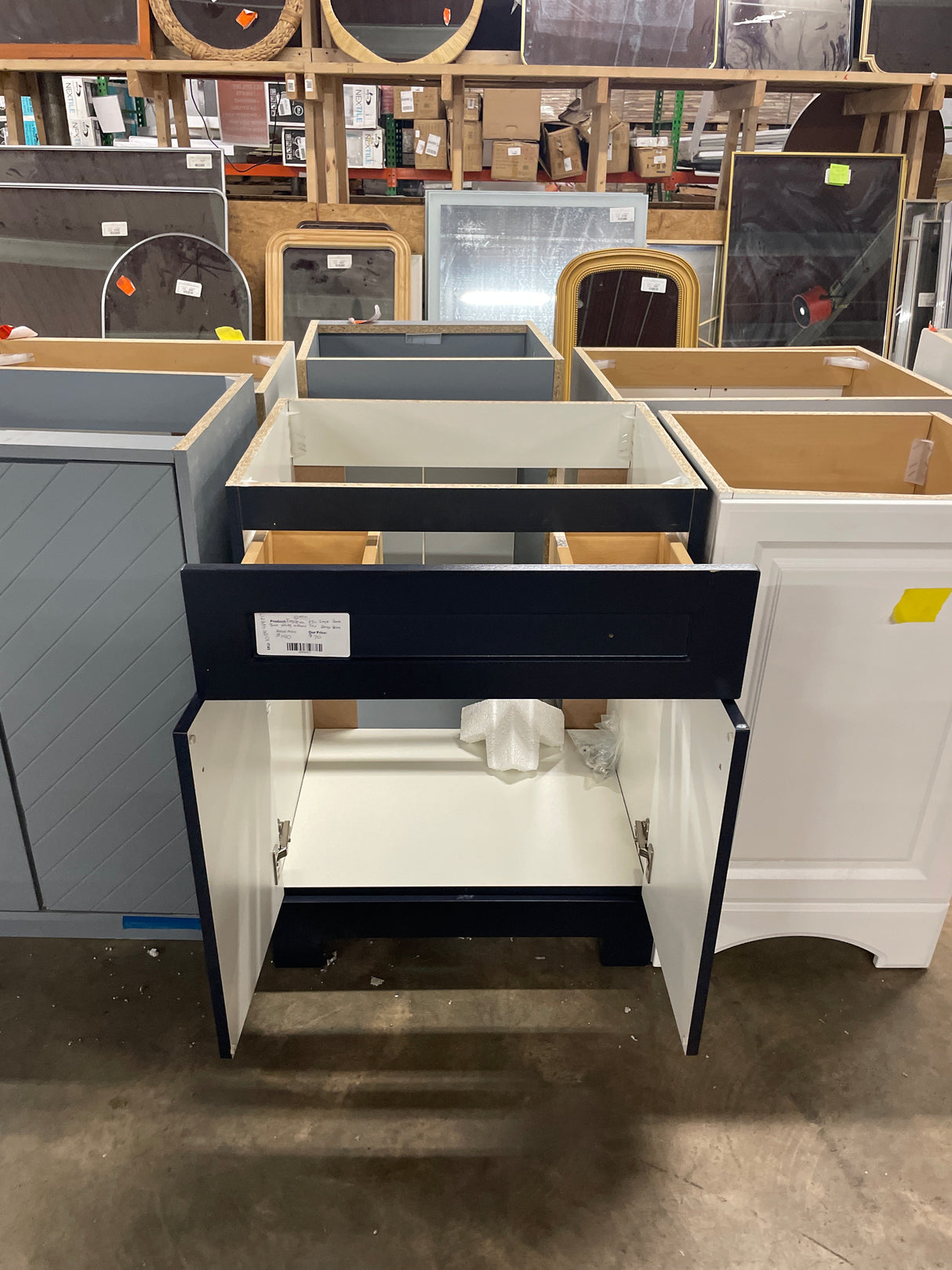 Everdean 25 in. Single Sink Deep Blue Bath Vanity without Top (Assembled)
