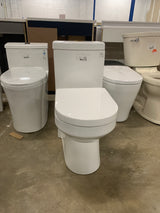 1-piece 0.8/1.28 GPF High Efficiency Dual Flush Round Toilet in. White with Seat Included and Brushed Gold Button