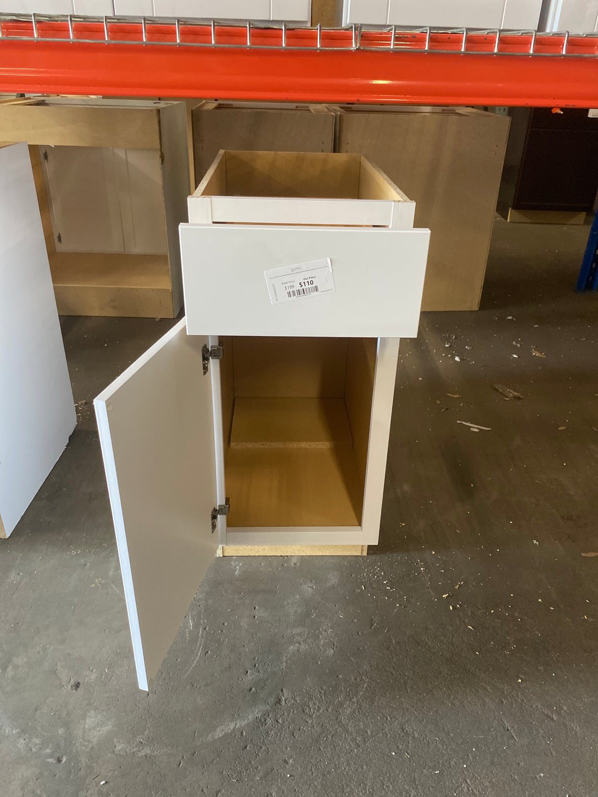 Shaker Satin White Stock Assembled Base Kitchen Cabinet with Ball-Bearing Drawer Glides (15 in. x 34.5 in. x 24 in.)