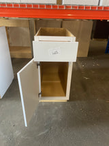 Shaker Satin White Stock Assembled Base Kitchen Cabinet with Ball-Bearing Drawer Glides (15 in. x 34.5 in. x 24 in.)