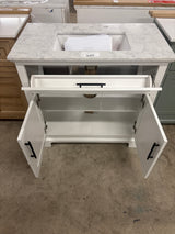 Doveton 36 in. W x 19 in. D x 34.5 in. H Single Sink Bath Vanity in White with White Engineered Stone Top