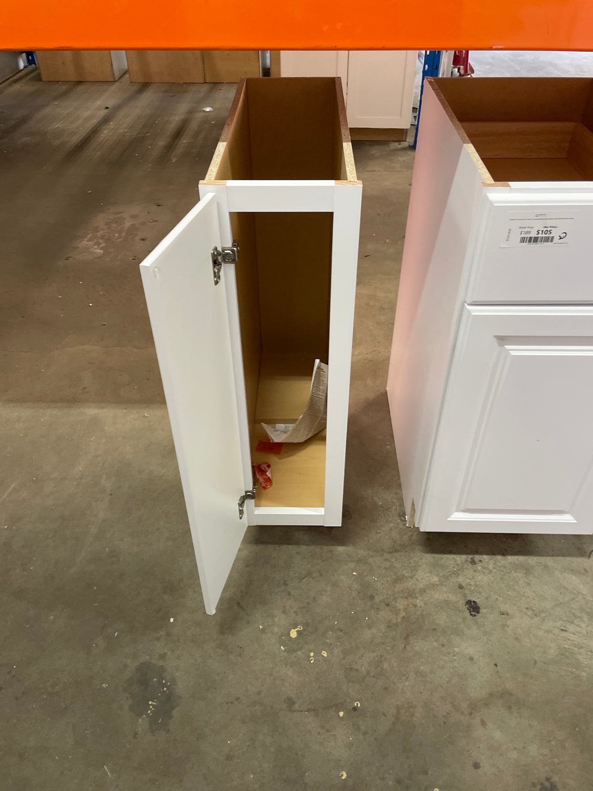 Hampton Satin White Raised Panel Stock Assembled Base Kitchen Cabinet (9 in. x 34.5 in. x 24 in.)