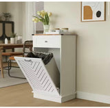 20.5 in. W x 13.5 in. D x 36 in. H in White MDF Assemble Kitchen Cabinet with Drawer Recycling Trash Cabinet