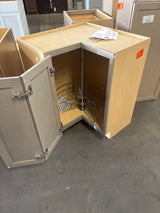 Sinclair 36 in. W x 16.5 in. D x 34.5 in. H Assembled Corner Lazy Susan Base Cabinet in Shaker Light Oak