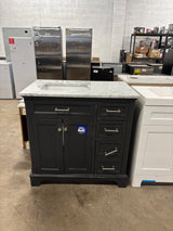 36 in. W Charcoal Gray Freestanding Vanity with Marble Top