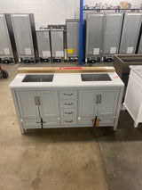Bentworth 60 in.W x 22 in. D Double Vanity in Light Gray Semi-Recessed w/Engineered Vanity Top in White with White Basin