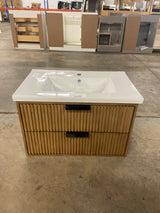 San Diego 30 in W x 18.7 in D x 19.50 H Bath Vanity in Weathered Fir with Ceramic Vanity Top in White with White Basin