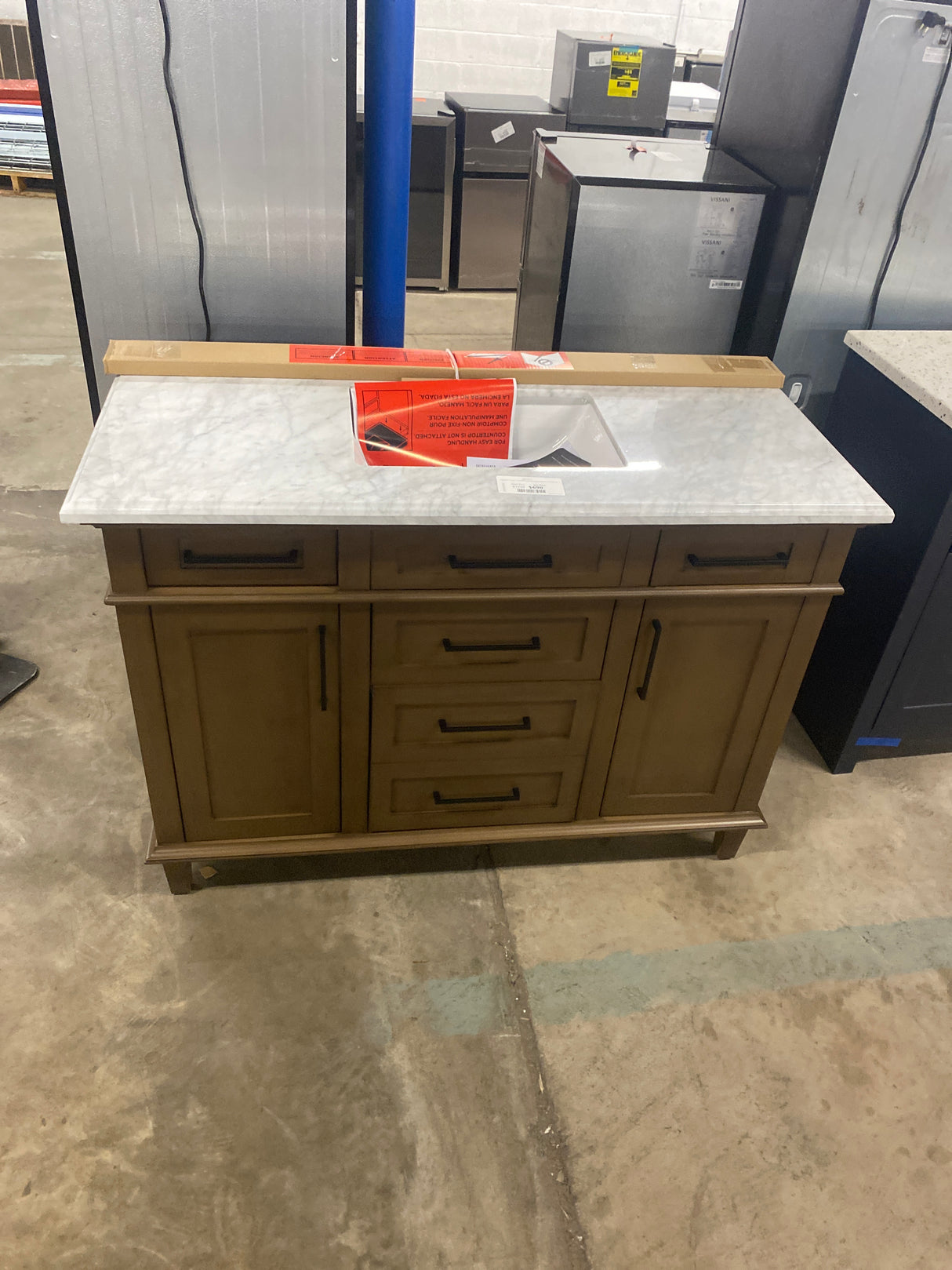 Sonoma 48 in. W x 22 in. D x 34 in H Bath Vanity in Almond Latte with White Carrara Marble Top