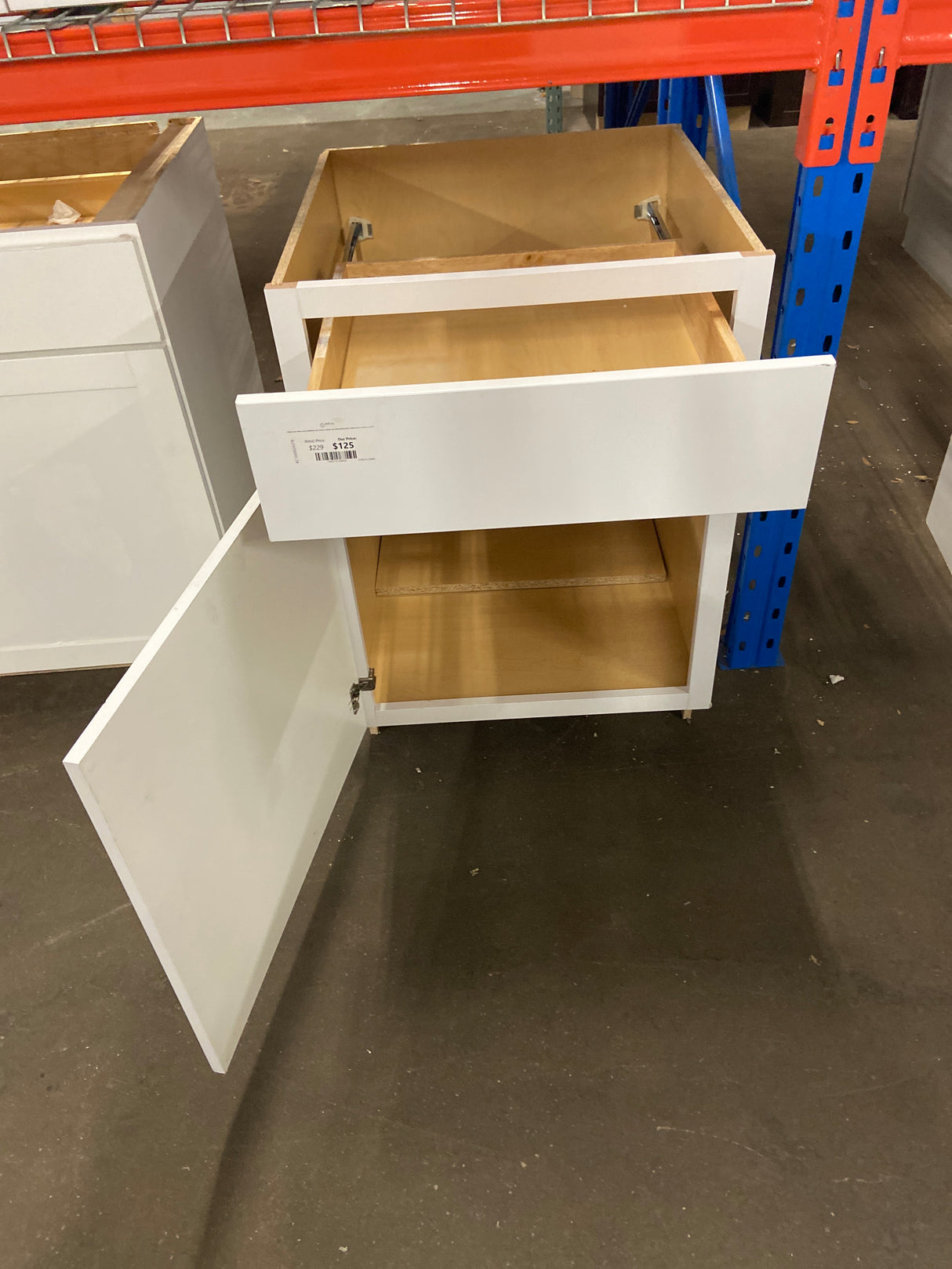 Shaker Satin White Stock Assembled Base Kitchen Cabinet with Ball-Bearing Drawer Glides (24 in. x 34.5 in. x 24 in.)