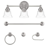 Marsden 23.5 in. 3-Light Brushed Nickel Transitional Vanity with Bathroom Hardware Kit